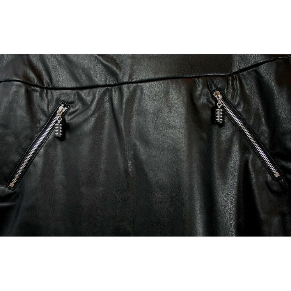 NWT JAMIE SADOCK Golf Skirt 18" Faux Leather Jet B - Picture 5 of 8